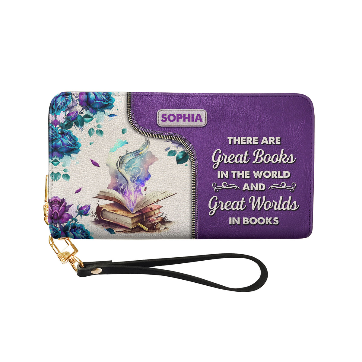 There Are Great Books In The World And Great Worlds In Books NNRZ05084781RD Zip Around Leather Wallet