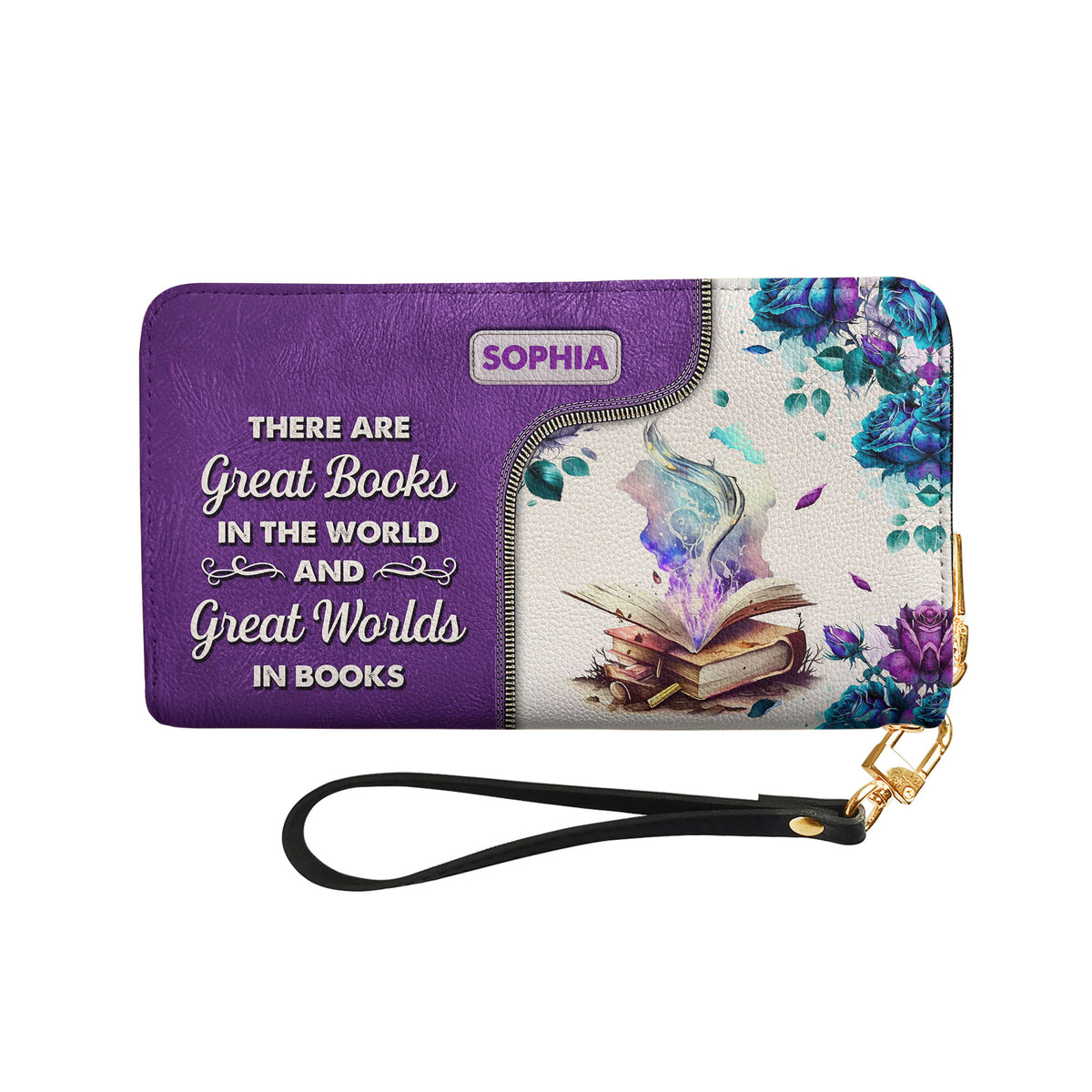 There Are Great Books In The World And Great Worlds In Books NNRZ05084781RD Zip Around Leather Wallet