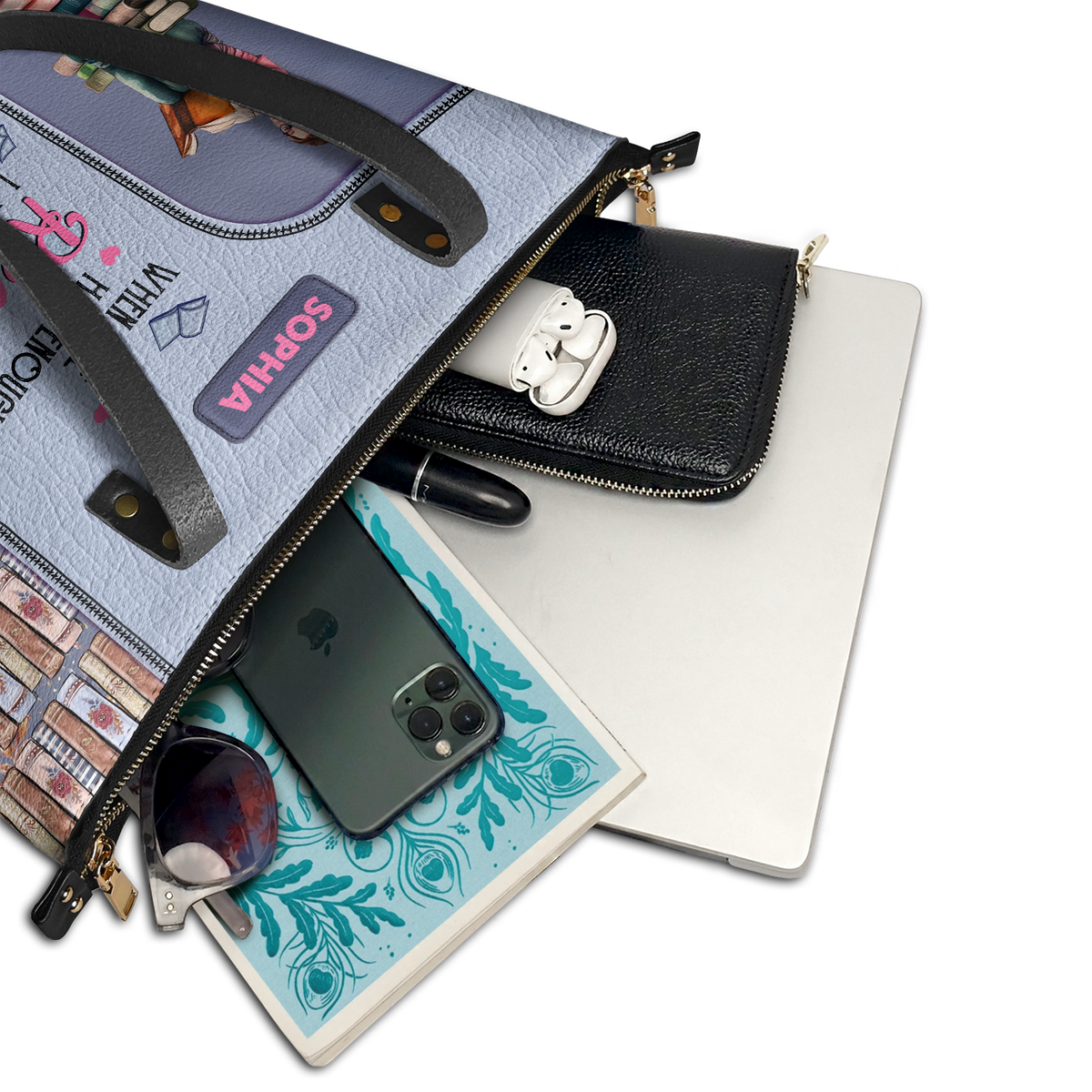 When I Have Had Enough Reality I Just Open A Book TTRZ28109545JN Leather Tote Bag