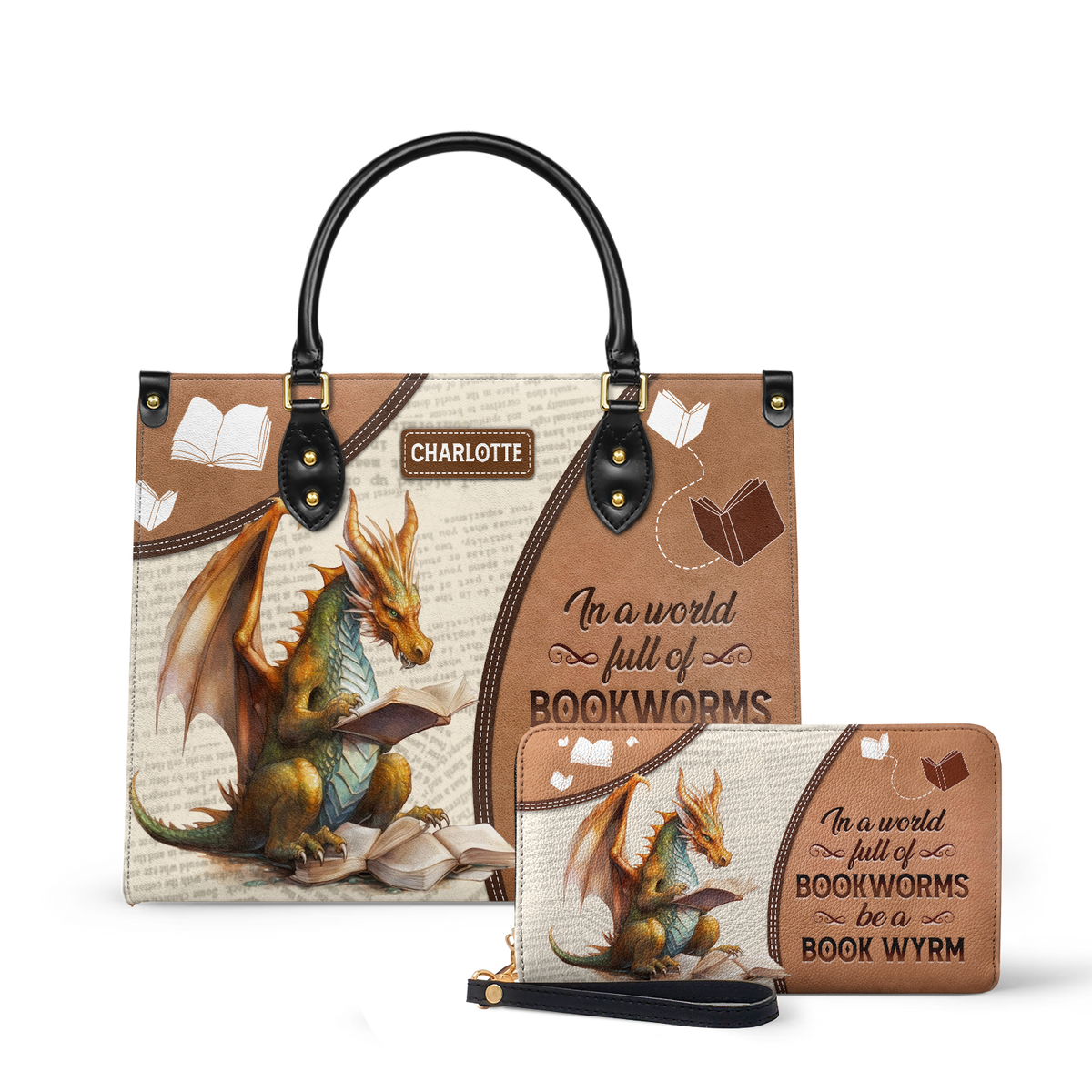 In A World Full Of Bookworms Be A Book Wyrm HTRZ20111053BM Leather Bag