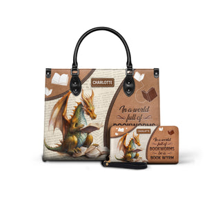 Black Interior -  In A World Full Of Bookworms Be A Book Wyrm HTRZ20111053BM Leather Bag