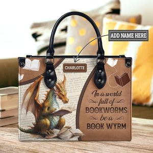 Black Interior -  In A World Full Of Bookworms Be A Book Wyrm HTRZ20111053BM Leather Bag