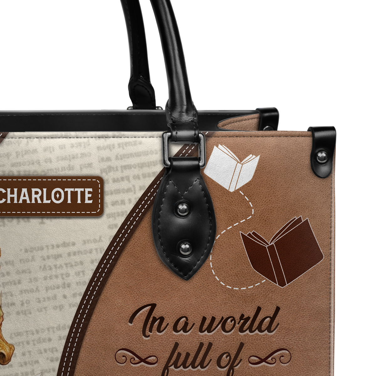 Black Interior -  In A World Full Of Bookworms Be A Book Wyrm HTRZ20111053BM Leather Bag