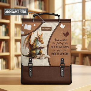 In A World Full Of Bookworms Be A Book Wyrm NNRZ12016123TL Leather Backpack