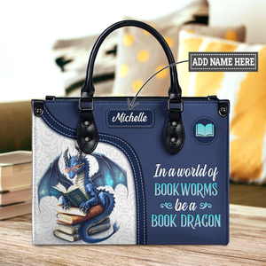 Black Interior -  In A World Of Bookworms Be A Book Dragon DNRZ1702004A Leather Bag
