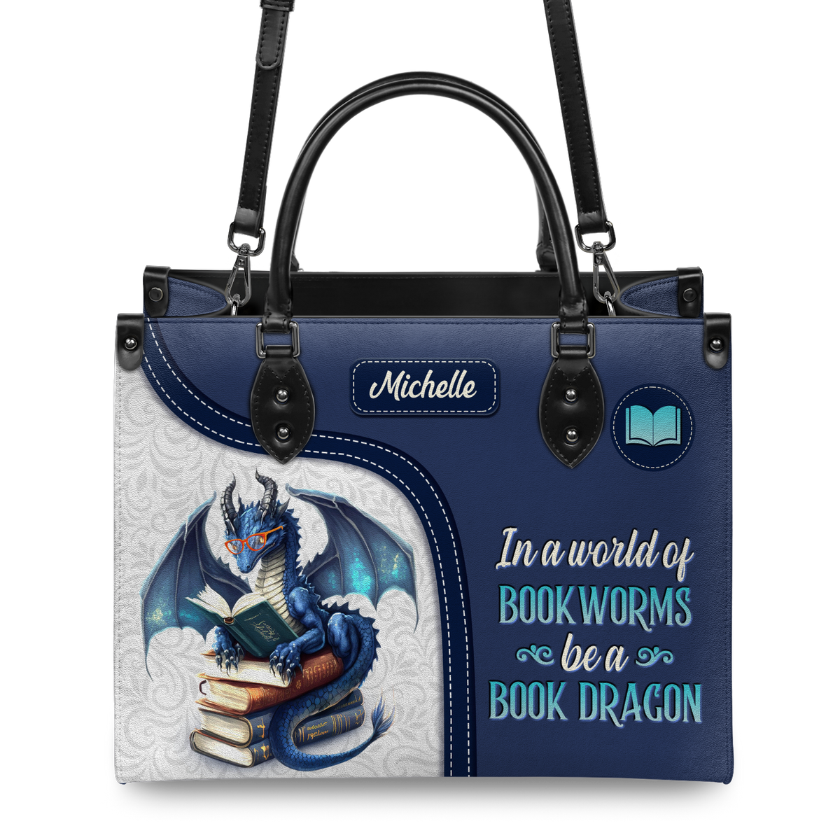 Black Interior -  In A World Of Bookworms Be A Book Dragon DNRZ1702004A Leather Bag