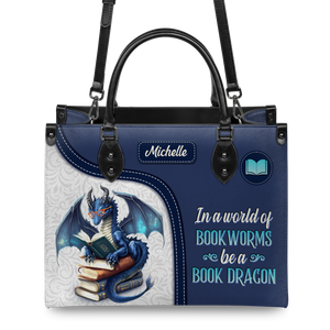Black Interior -  In A World Of Bookworms Be A Book Dragon DNRZ1702004A Leather Bag