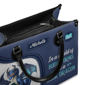 Black Interior -  In A World Of Bookworms Be A Book Dragon DNRZ1702004A Leather Bag