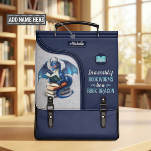 In A World Of Bookworms Be A Book Dragon NNRZ12010663RZ Leather Backpack