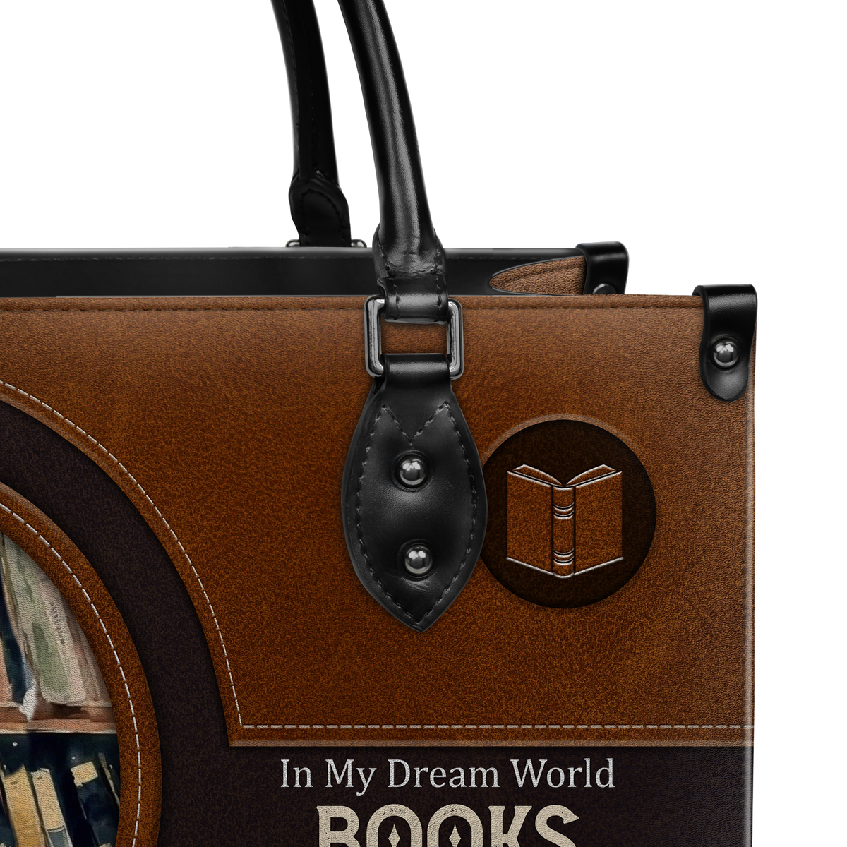Black Interior -  In My Dream World Books Are Free And Reading Makes You Thin NQAY1702006A Leather Bag