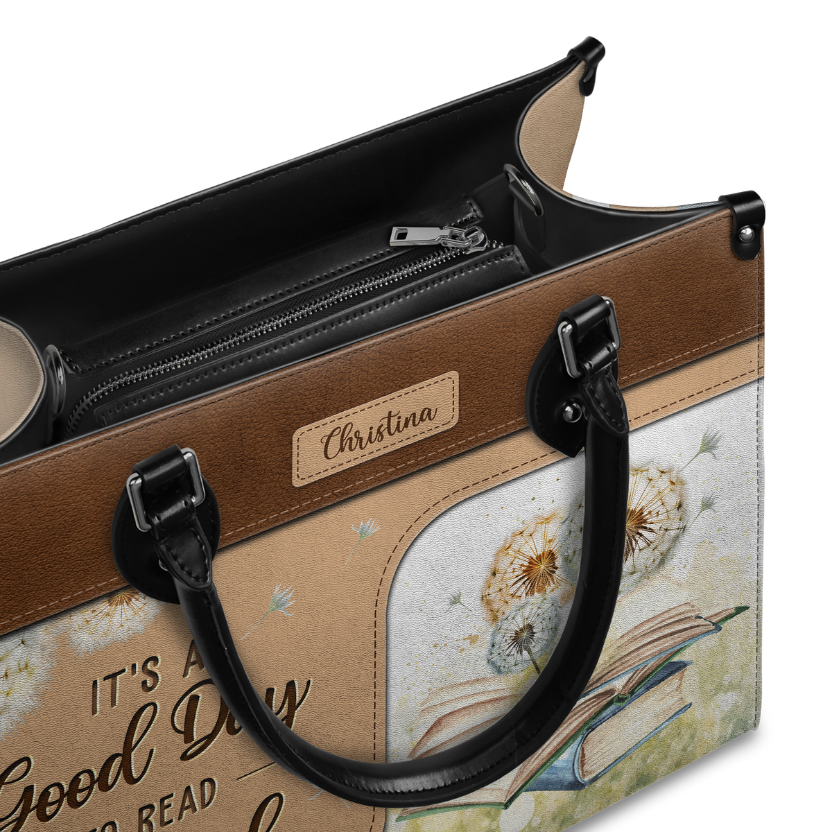 Black Interior -  It Is A Good Day To Read A Book HHRZ03089862RE Leather Bag