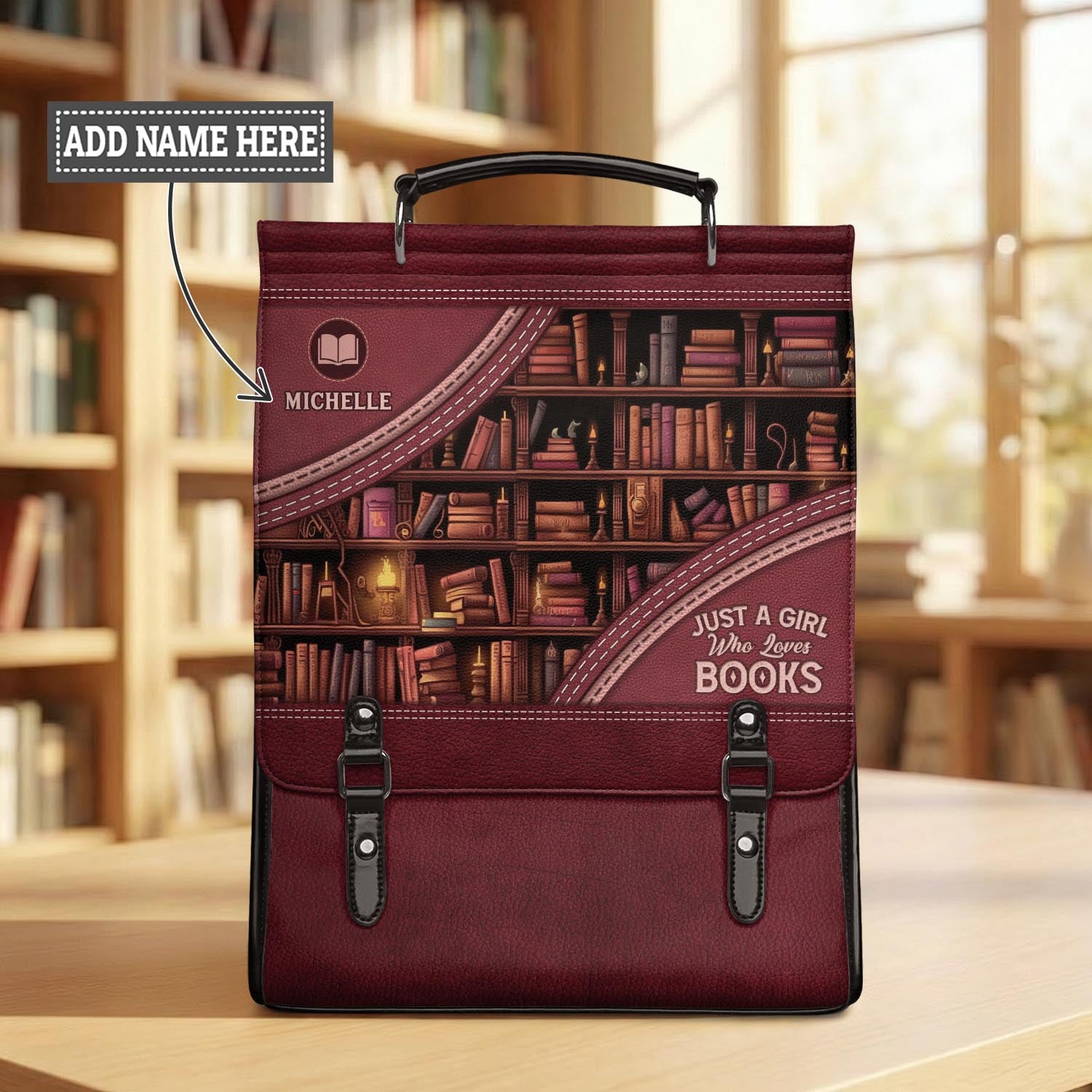 Just A Girl Who Loves Books NNRZ12018162TG Leather Backpack