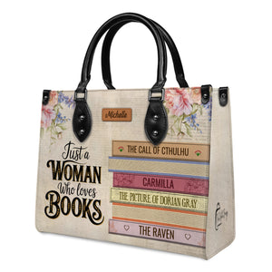 Black Interior -  Custom Bookshelf: Just A Woman Who Loves Books HHRZ26106015NK Leather Bag
