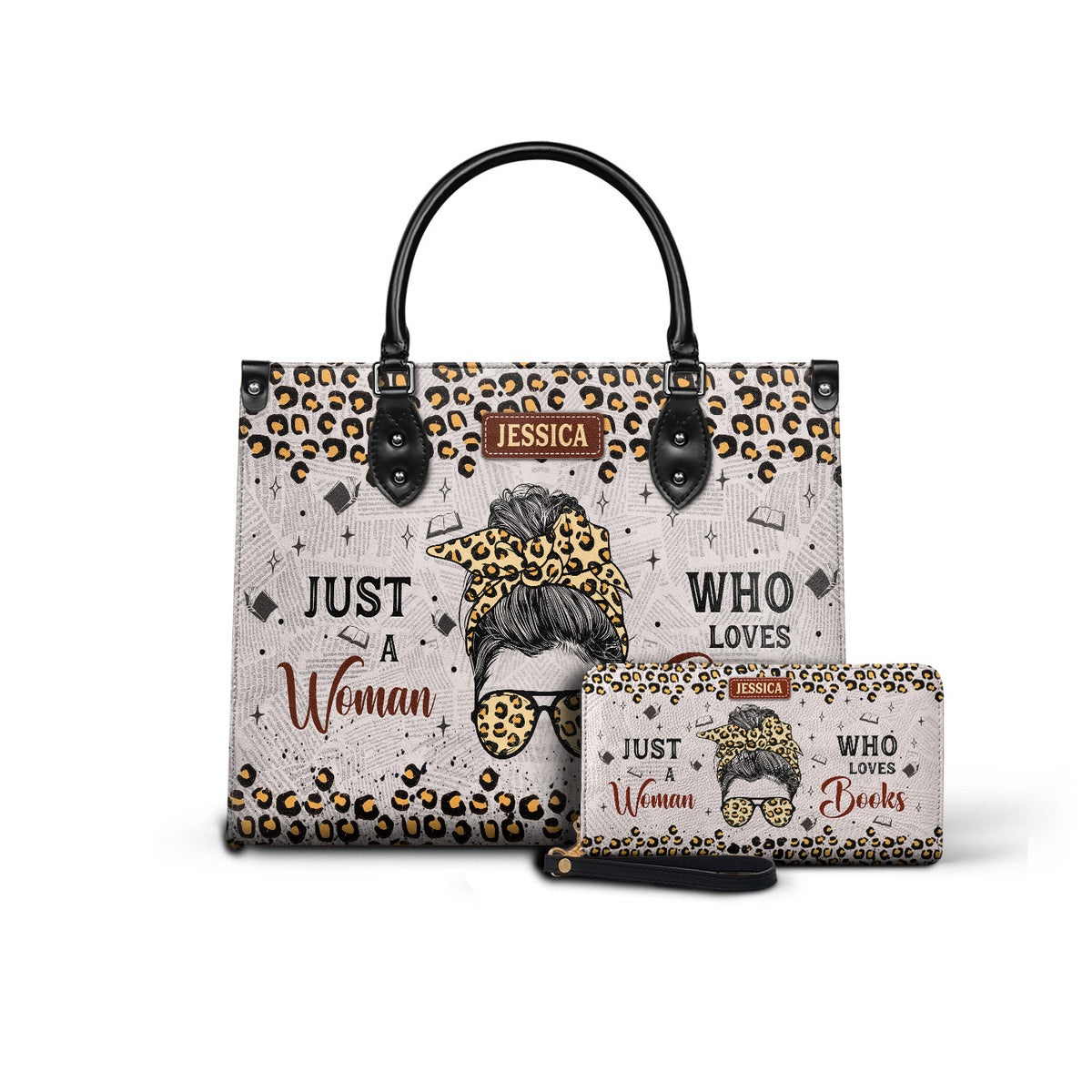 Black Interior -  Just A Woman Who Loves Books HHRZ03082677SQ Leather Bag