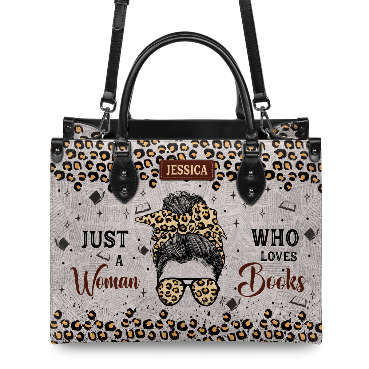 Black Interior -  Just A Woman Who Loves Books HHRZ03082677SQ Leather Bag