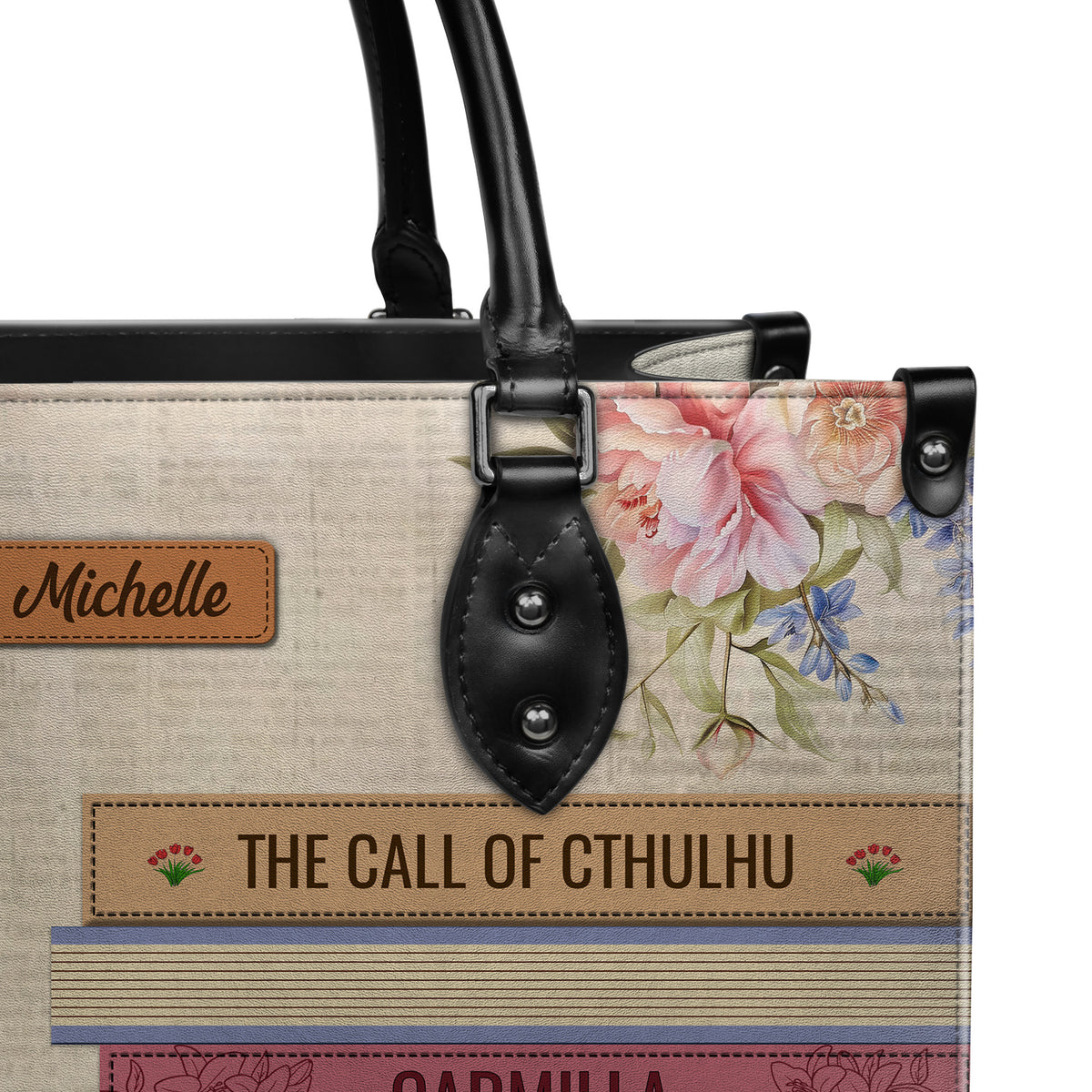 Black Interior -  Custom Bookshelf: Just A Woman Who Loves Books HHRZ26106015NK Leather Bag
