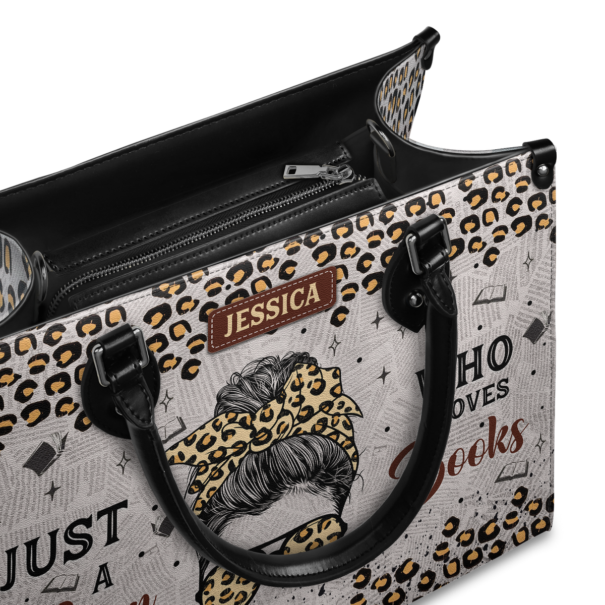Black Interior -  Just A Woman Who Loves Books HHRZ03082677SQ Leather Bag