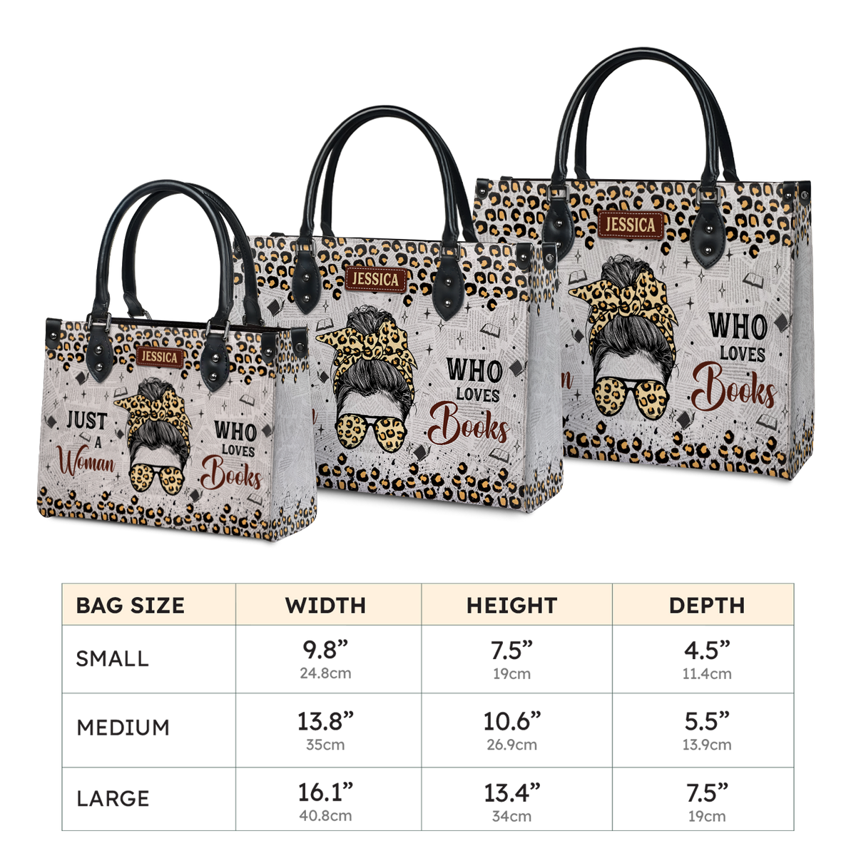 Black Interior -  Just A Woman Who Loves Books HHRZ03082677SQ Leather Bag