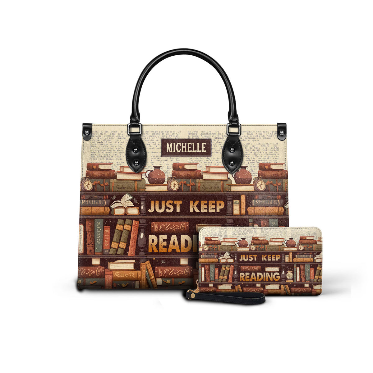 Black Interior -  Just Keep Reading HHAY2302001A Leather Bag