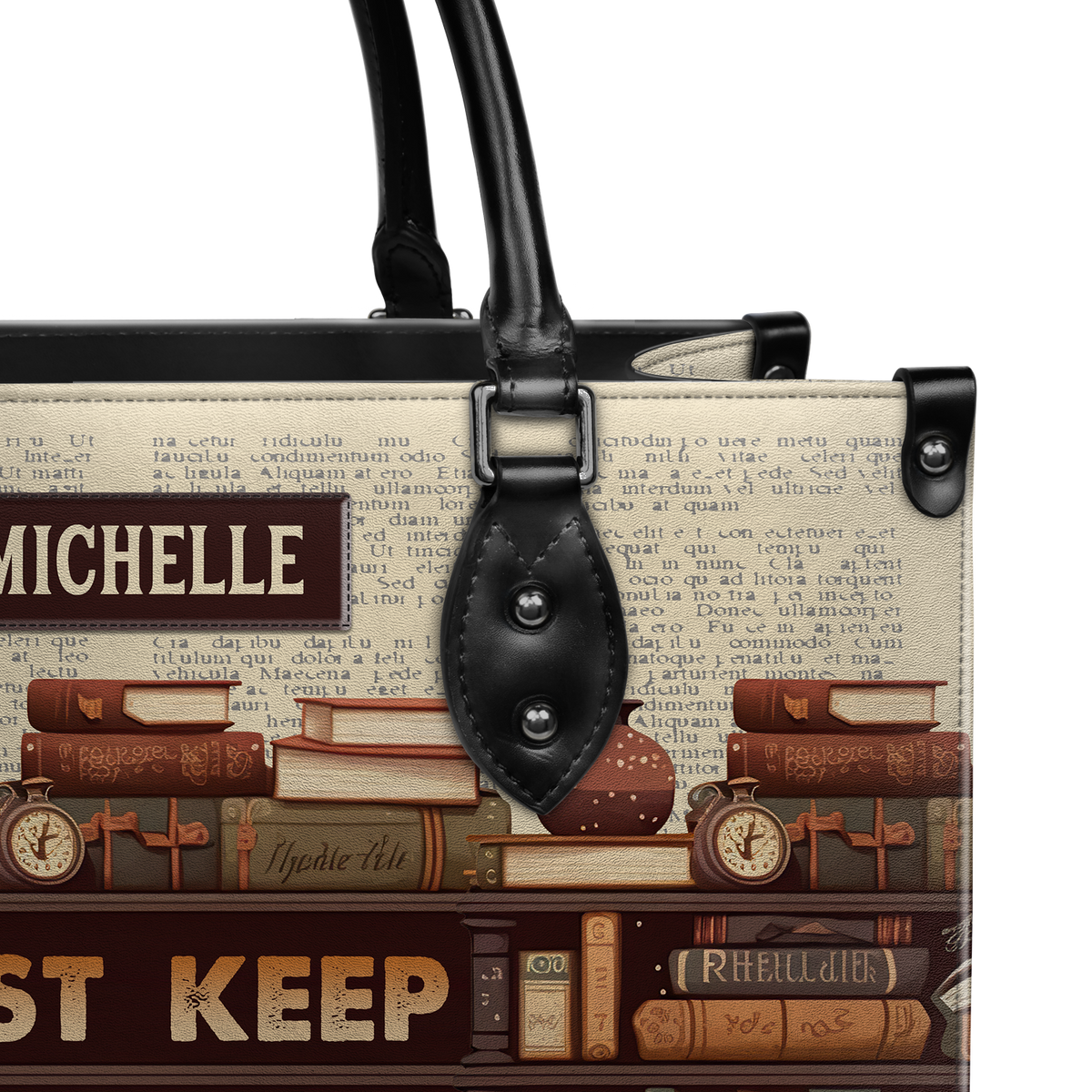 Black Interior -  Just Keep Reading HHAY2302001A Leather Bag
