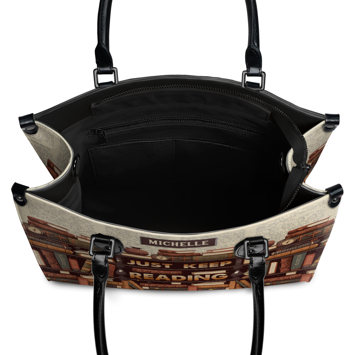 Black Interior -  Just Keep Reading HHAY2302001A Leather Bag