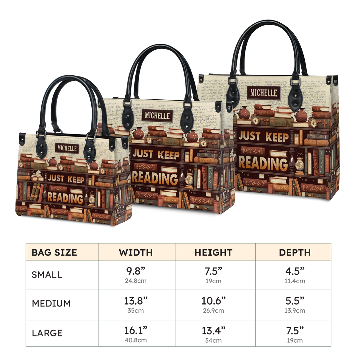 Black Interior -  Just Keep Reading HHAY2302001A Leather Bag