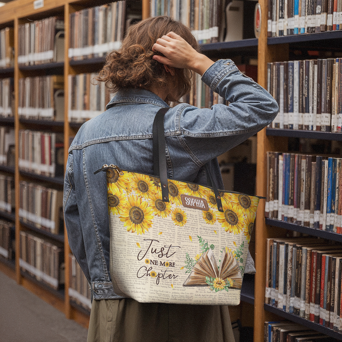 Just One More Chapter TTRZ28101449YL Leather Tote Bag