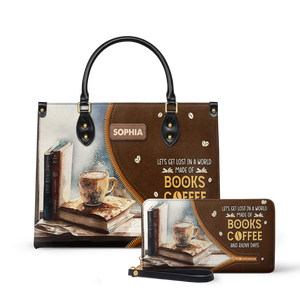 Lets Get Lost In A World Made Of Books Coffee And Rainy Days NQAY1702005A Leather Bag