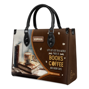 Black Interior -  Lets Get Lost In A World Made Of Books Coffee And Rainy Days NQAY1702005A Leather Bag
