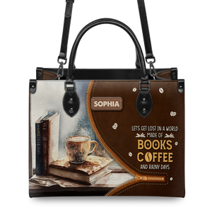 Black Interior -  Lets Get Lost In A World Made Of Books Coffee And Rainy Days NQAY1702005A Leather Bag