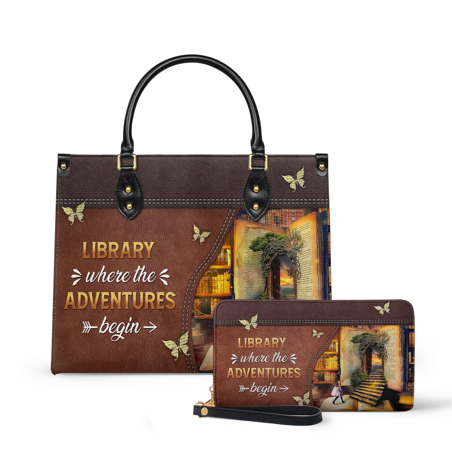Library Where The Adventures Begin HTRZ02040250UA Leather Bag