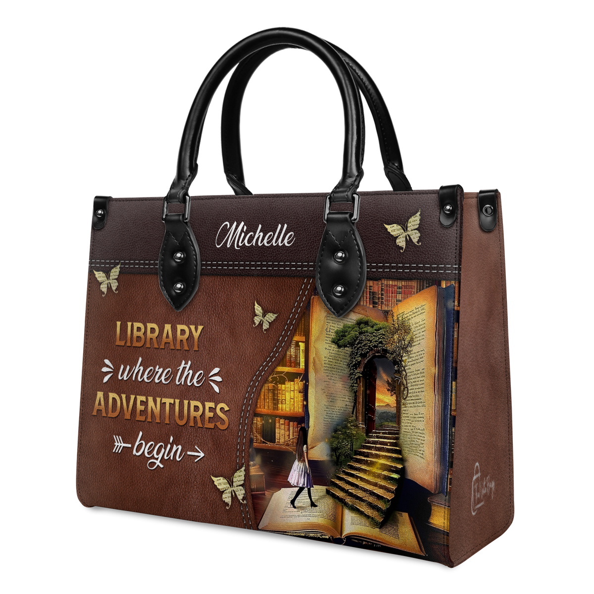 Black Interior -  Library Where The Adventures Begin HTRZ02040250UA Leather Bag