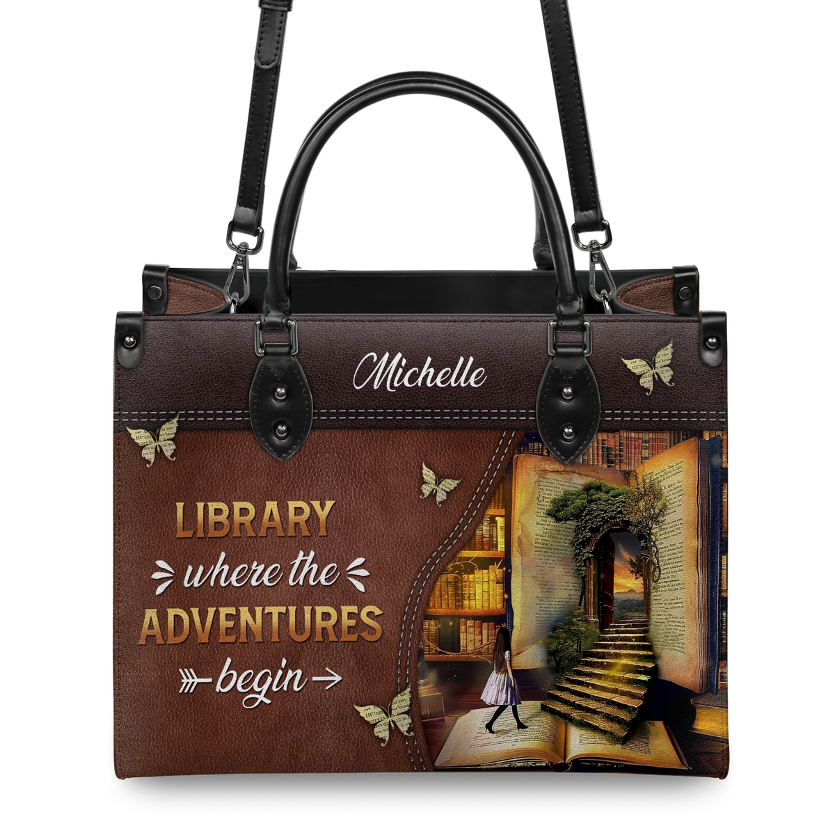 Black Interior -  Library Where The Adventures Begin HTRZ02040250UA Leather Bag
