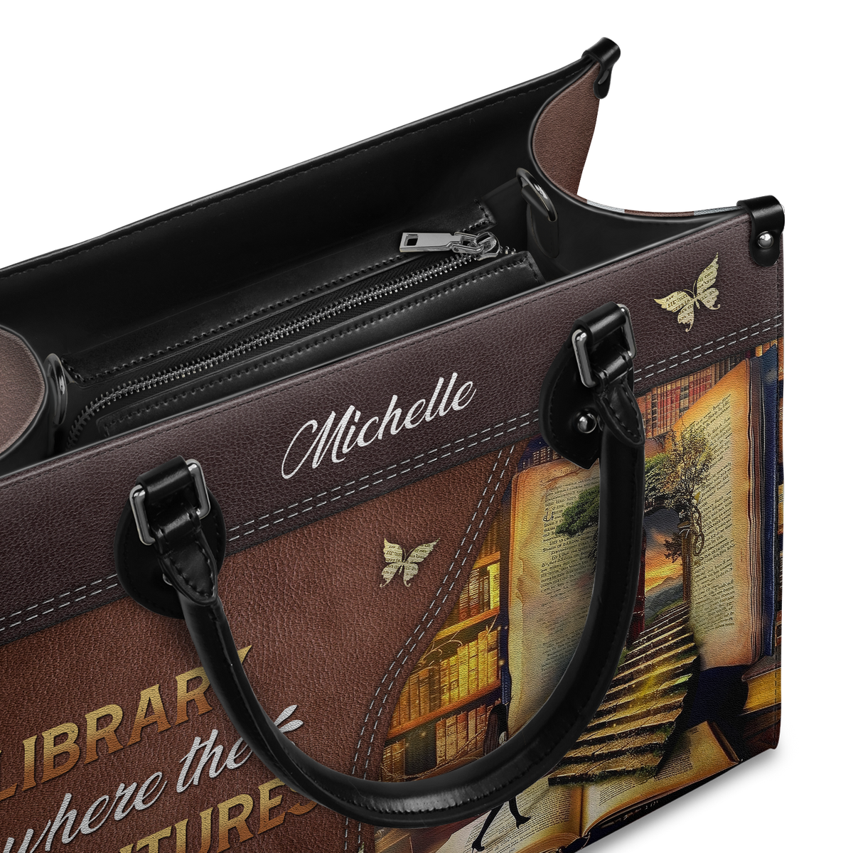 Black Interior -  Library Where The Adventures Begin HTRZ02040250UA Leather Bag