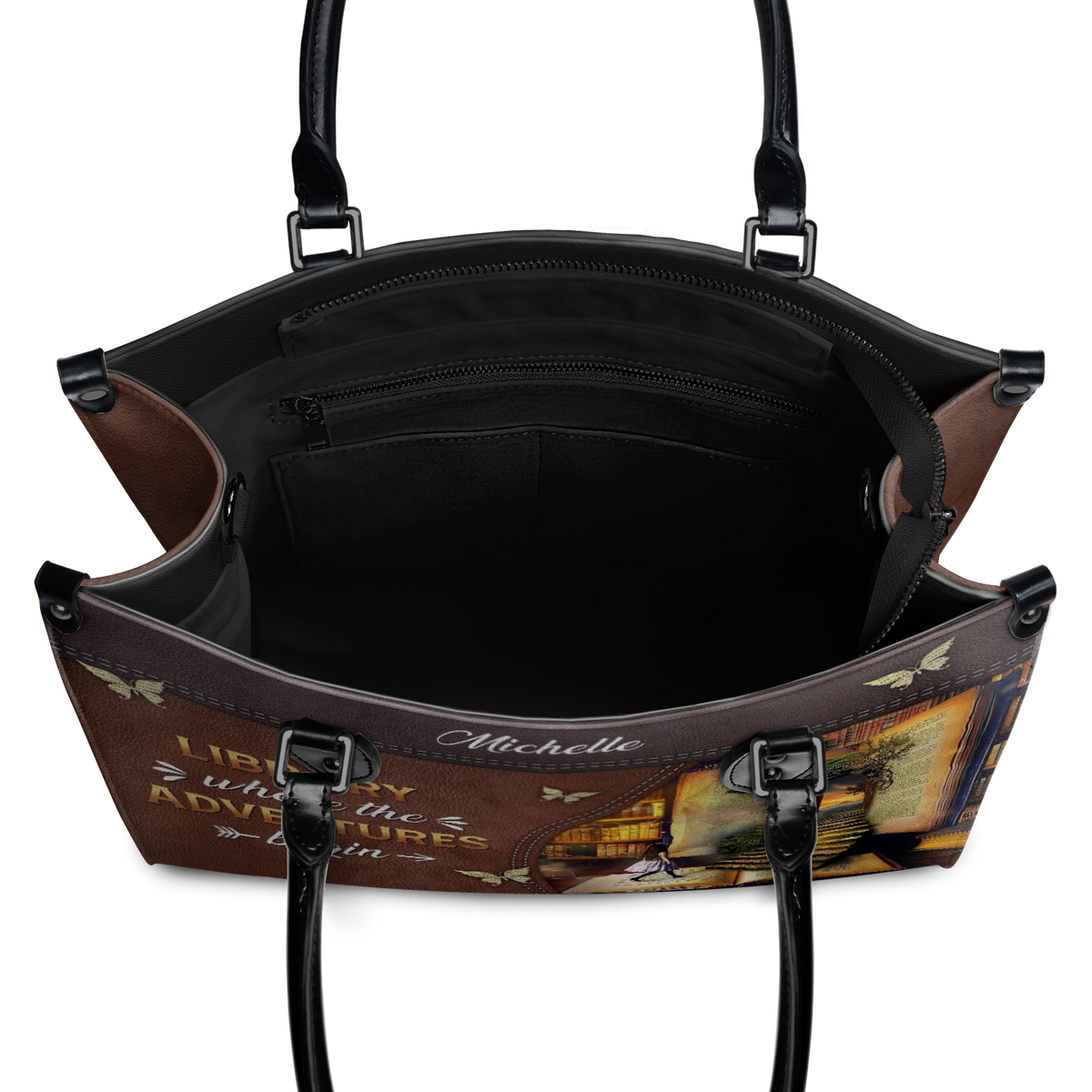 Black Interior -  Library Where The Adventures Begin HTRZ02040250UA Leather Bag