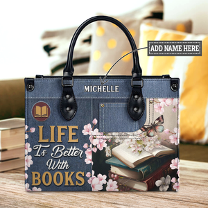 Black Interior -  Life Is Better With Books HHAY1702005A Leather Bag