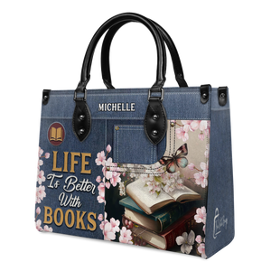 Black Interior -  Life Is Better With Books HHAY1702005A Leather Bag
