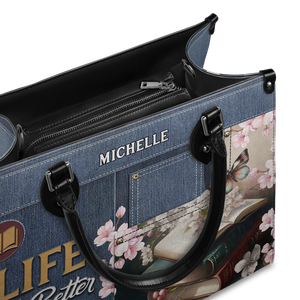 Black Interior -  Life Is Better With Books HHAY1702005A Leather Bag