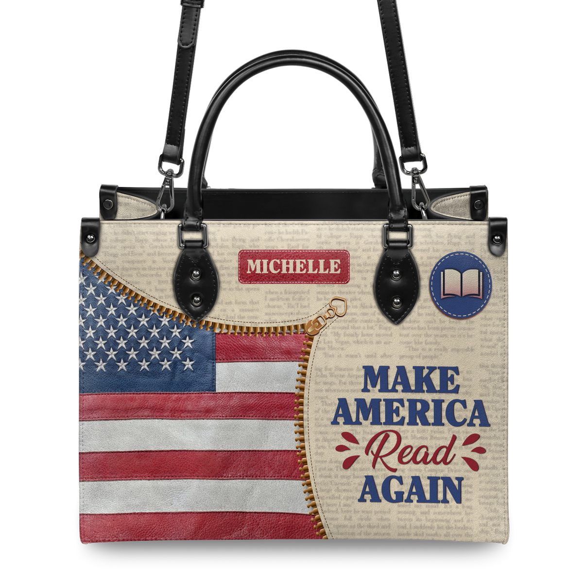 Black Interior -  Make America Read Again HTRZ02042854PM Leather Bag