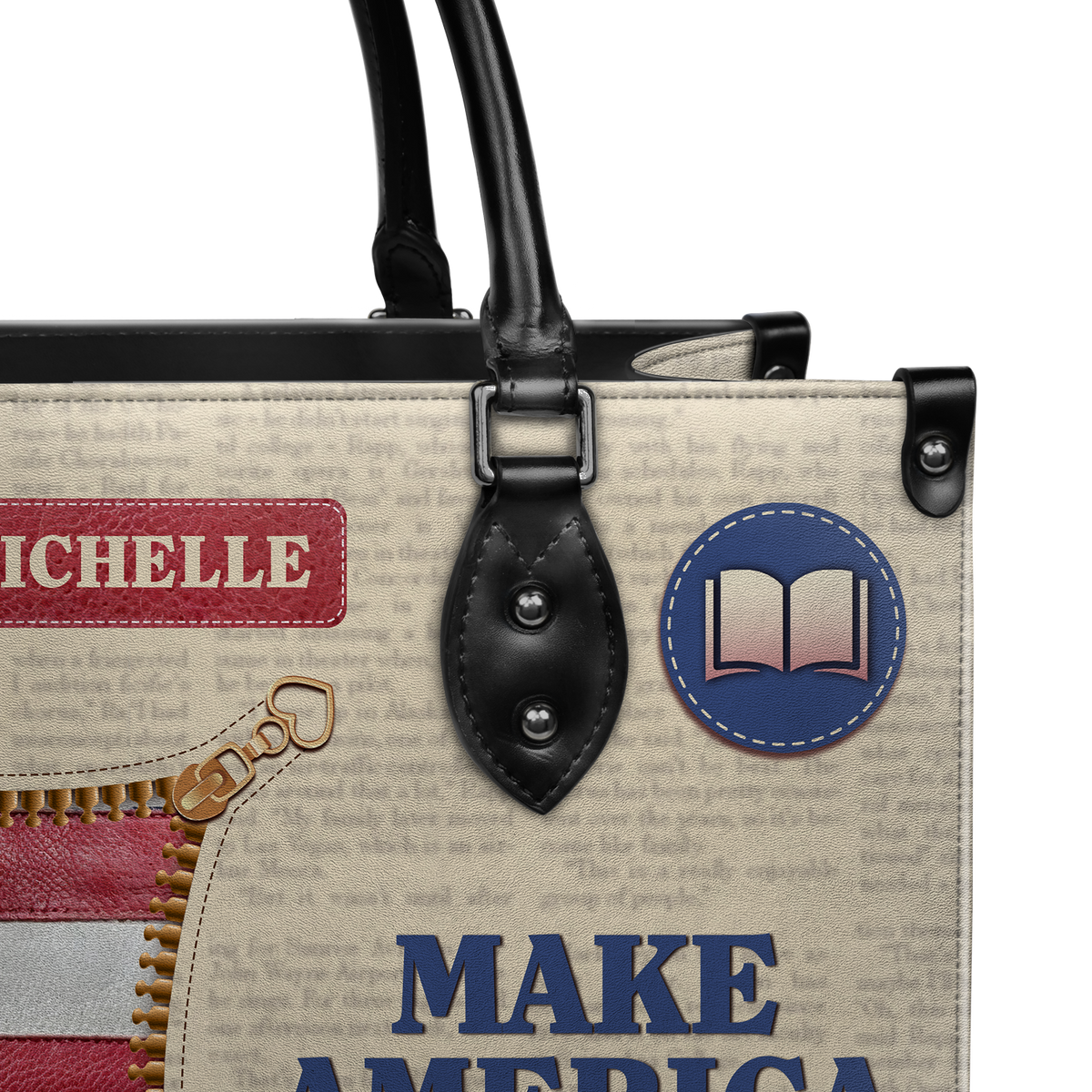 Black Interior -  Make America Read Again HTRZ02042854PM Leather Bag