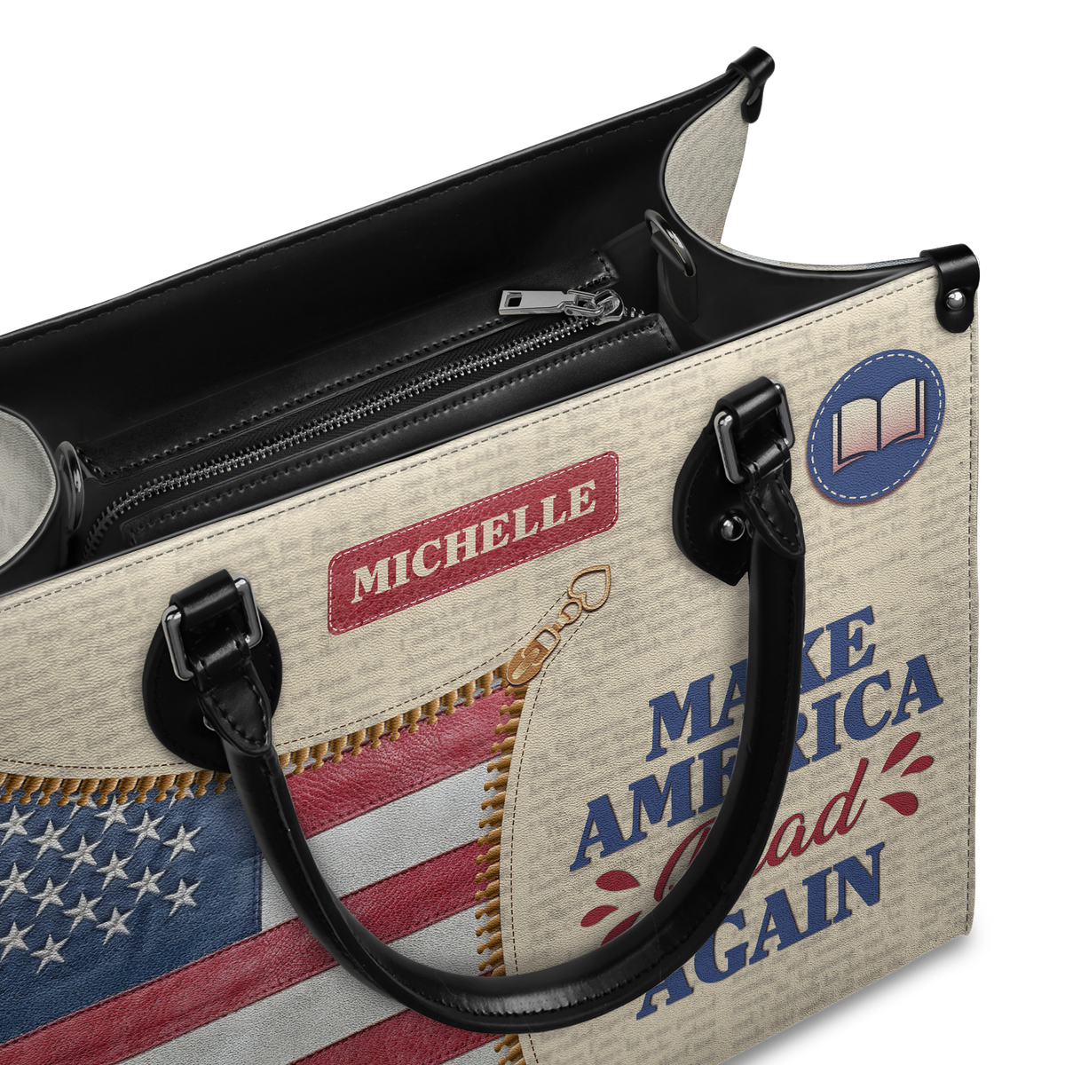 Black Interior -  Make America Read Again HTRZ02042854PM Leather Bag