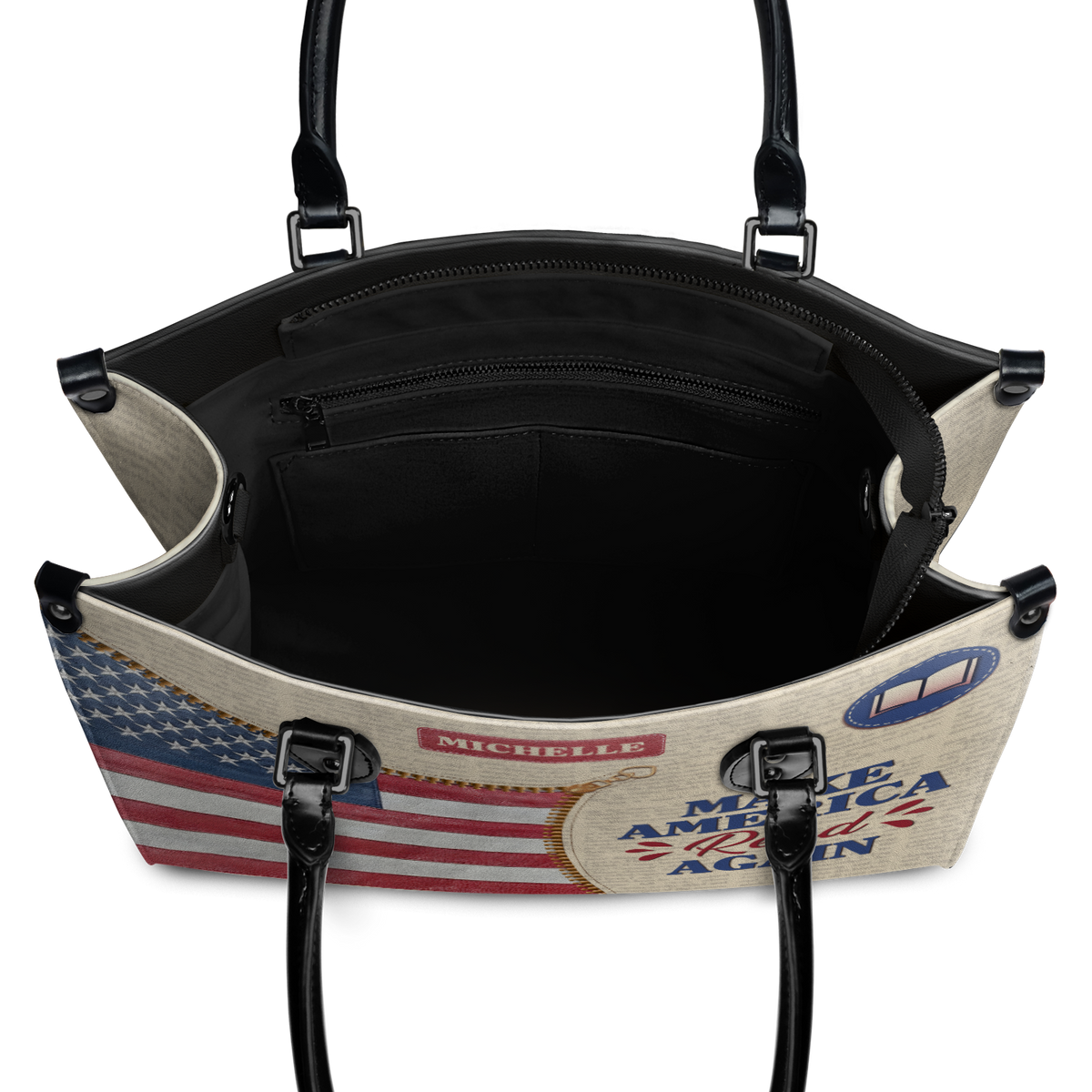Black Interior -  Make America Read Again HTRZ02042854PM Leather Bag