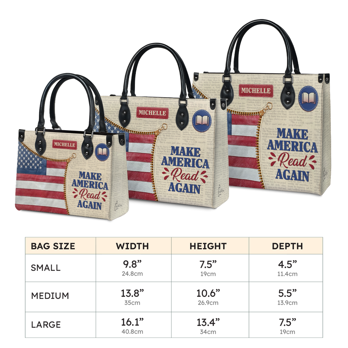 Black Interior -  Make America Read Again HTRZ02042854PM Leather Bag