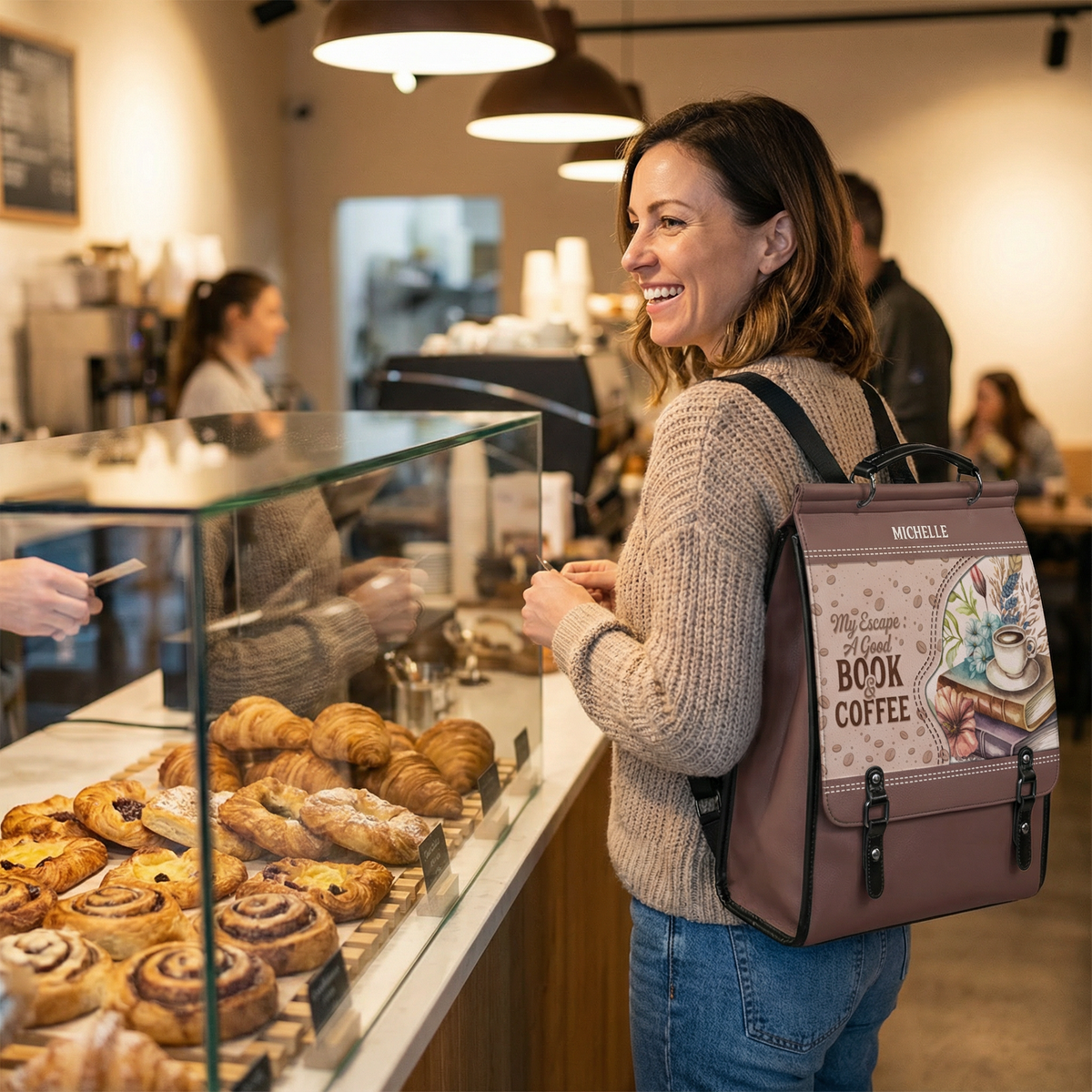 My Escape A Good Book And Coffee NNRZ12019111VM Leather Backpack