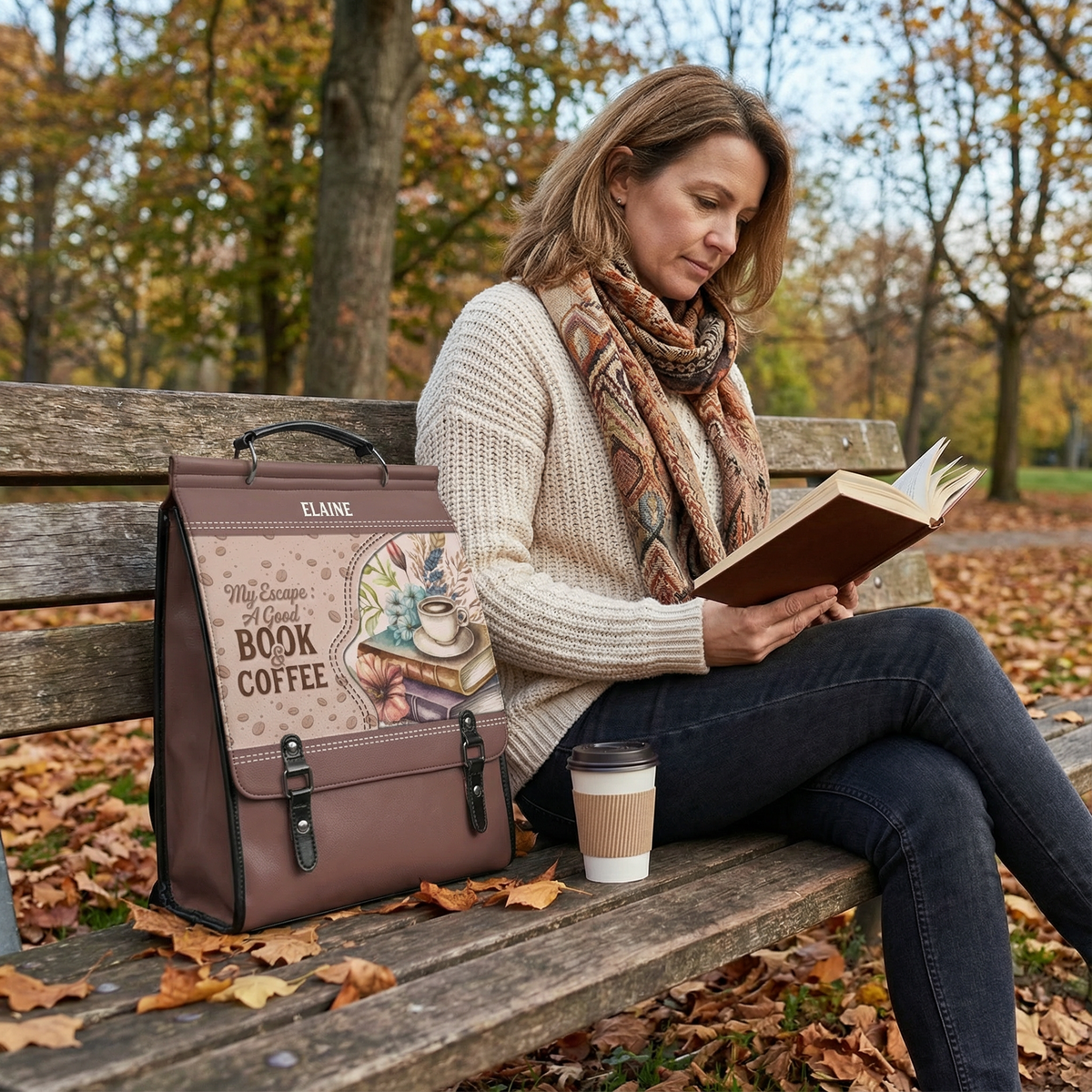 My Escape A Good Book And Coffee NNRZ12019111VM Leather Backpack