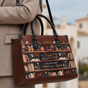 Black Interior -  Custom Quote Bookshelf HTRZ29079978JK Leather Bag