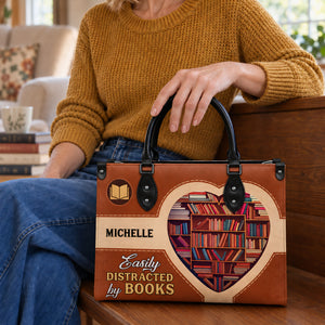 Black Interior -  Easily Distracted By Books HHAY1802004A Leather Bag