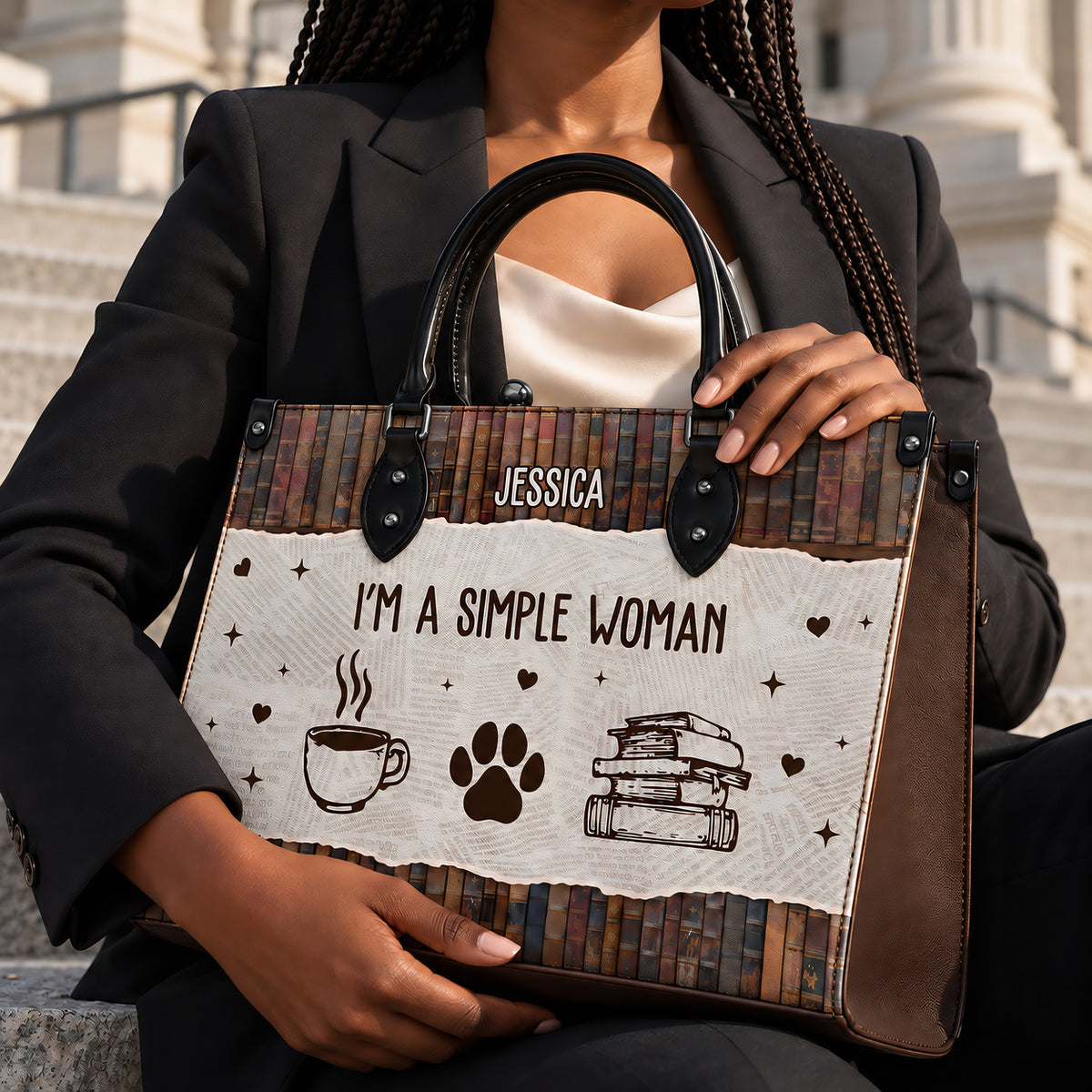 Black Interior -  I Am A Simple Woman HHRZ03084037IX Leather Bag
