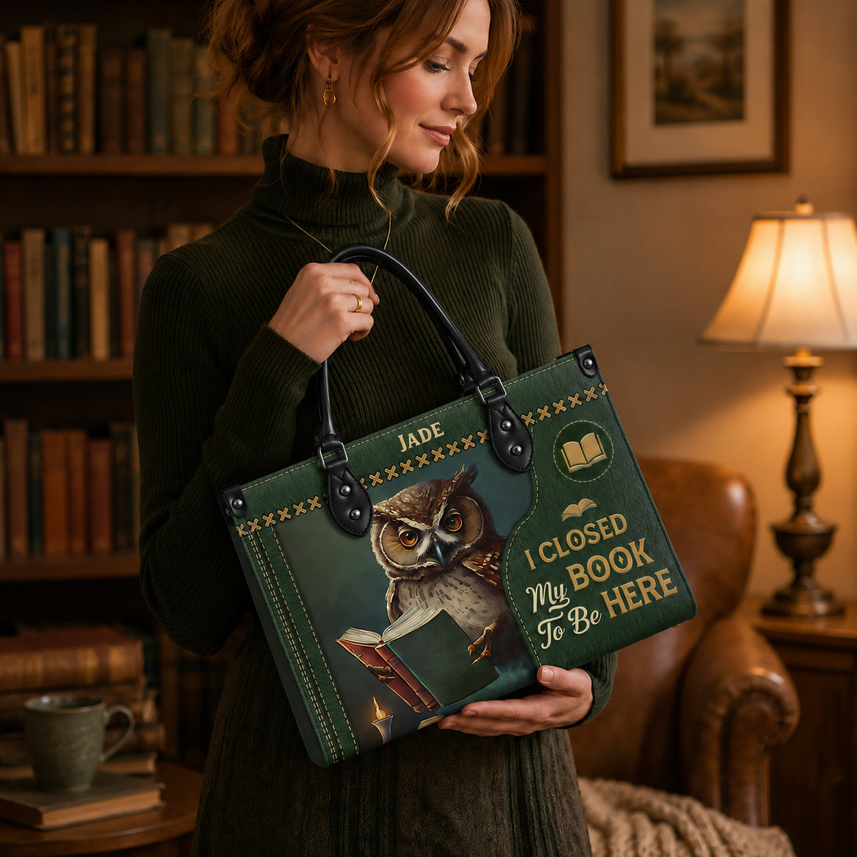 Black Interior -  I Closed My Book To Be Here HHAY1702002A Leather Bag