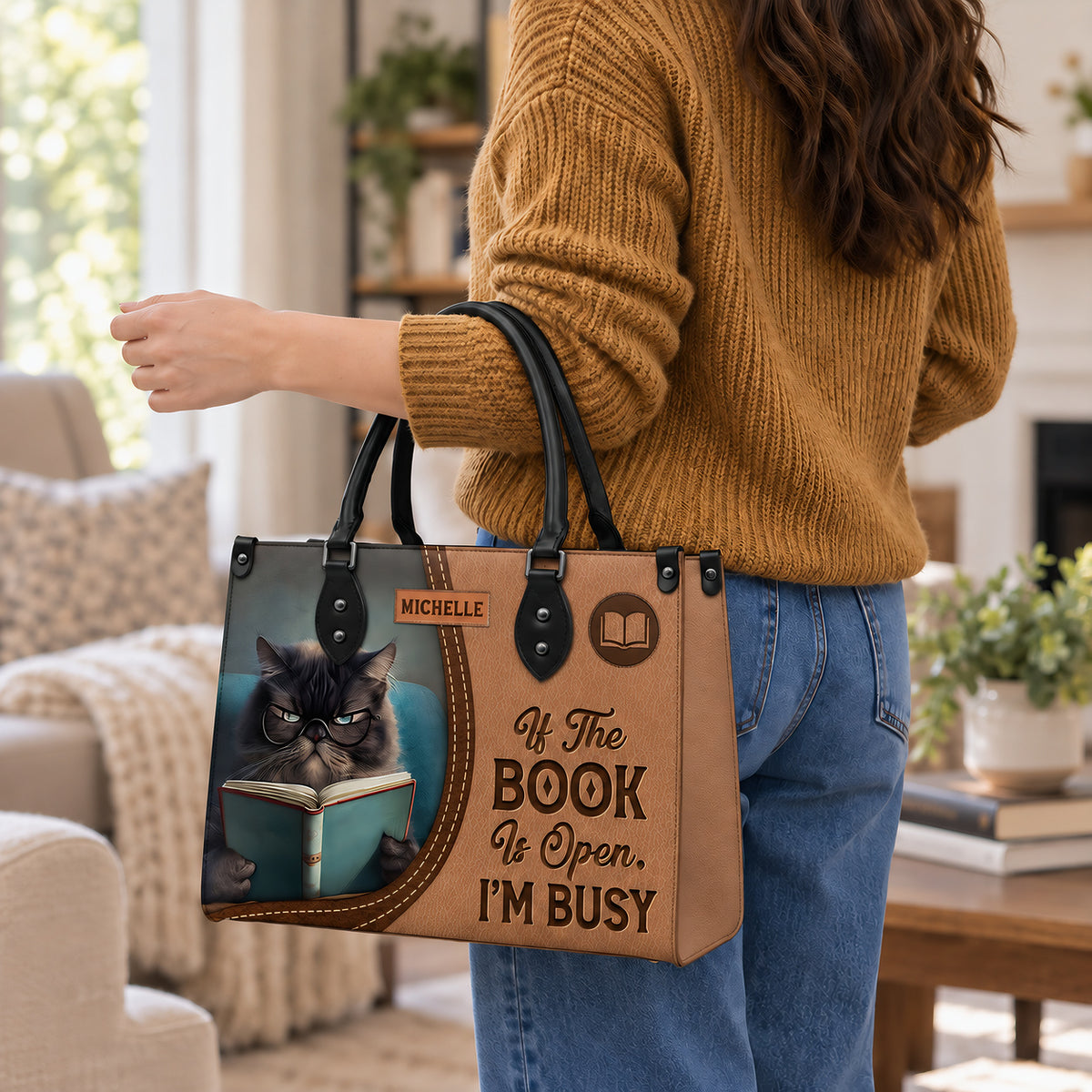 Black Interior -  If The Book Is Open Im Busy HHAY1702001A Leather Bag